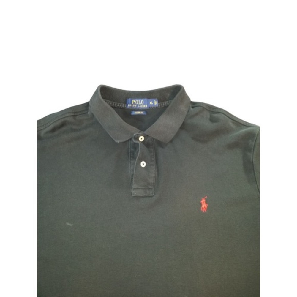 Polo Ralph Lauren Mens XL‎ Black Custom Fit Polo Shirt Short Sleeve Red Pony Top - Picture 3 of 8